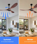 Big 60 Inch Outdoor Ceiling Fan With Remote Control, Reversible DC Motor for Patio, Summer and Winter modes in living room