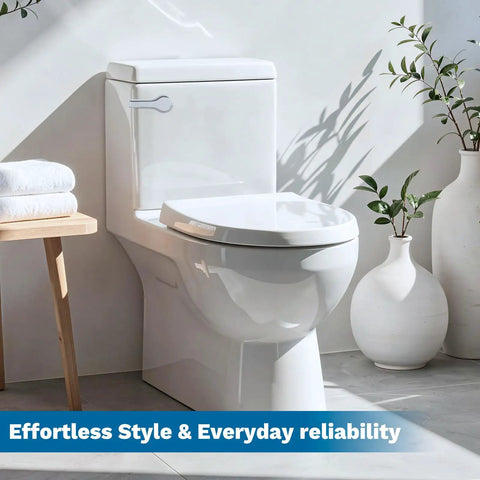 Universal Front Mount Toilet Handle Replacement in chrome finish on modern bathroom toilet with stylish decor