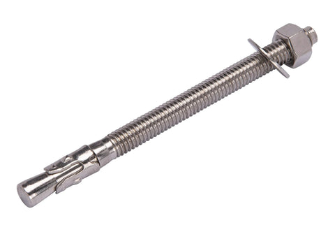 Three Eighths Inch By Five Inch Wedge Anchor 5 Pack Stainless Steel 304 Corrosion Resistant Commercial Grade With Washers And Nuts
