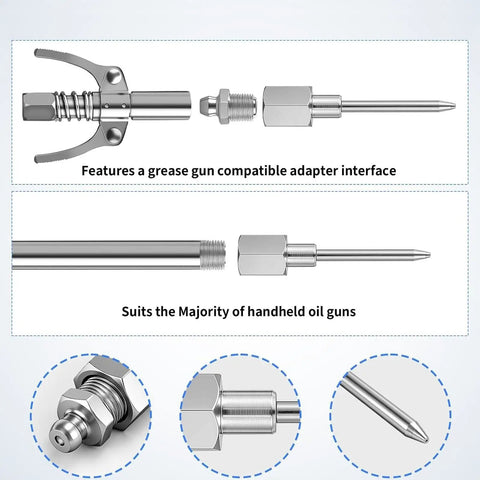 Heavy Duty Grease Needle Coupler High Pressure Nozzle Kit with metal adapter for narrow engine lubrication in cars and trucks