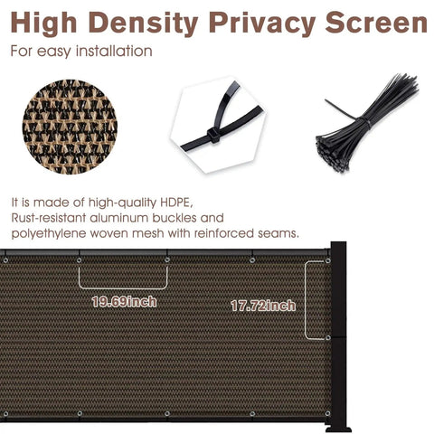 Brown Balcony Privacy Screen 3x10 Feet Heavy Duty Wind Screen For Outdoor Patio Deck Fence Backyard Privacy Net For Apartments UV Blocking Breathable Sun Shield Custom Size Options detailed view showing texture and installation parts