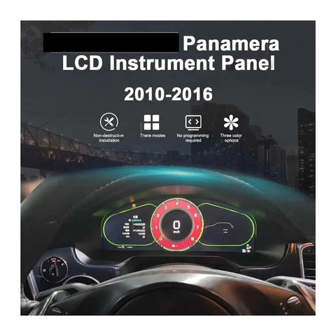 Porsche Panamera 12.3 Inch LCD Dash Instrument Cluster Replacement Digital Gauge Module With Built In Circuit Components For 2010 2016 Models, Plug And Play, Stable Performance For Idle And Acceleration installed in Panamera dashboard