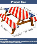 Vintage American Flag Picnic Table Cover Set With Bench Covers, Waterproof 72 By 30 Inch Outdoor Tablecloth With Elastic Edges
