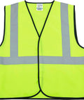 Built Dang Tough Class Two High Vis Safety Vest In True Lime Polyester With Wide Silver Reflective Tape Quick Hook Loop Closure And Relaxed Fit For Blue Collar Crews And Road Warriors L Xl front view of safety vest with reflective stripes