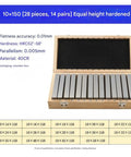 Dead On Accuracy Hella Tough Professional Alloy Steel Parallel Block Set For Cnc Milling Router And Table Saw Setup in wooden box.