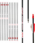12 Pack 29 Inch Carbon Arrows For Archery Hunting With 400 Spine Two And A Half Inch Vanes Removable 100 Grain Field Tips