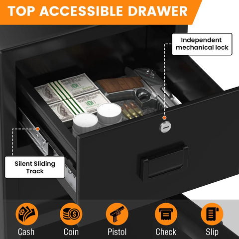 Open drawer of 5.6 Cu Ft Large Drop Safe Box For Biz With Quick Drop Slot Anti Theft Money Safe Digital Keypad Spare Key Heavy Duty