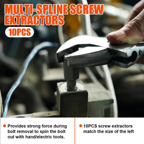 Using multi-spline extractor from 42 Piece Bolt Extractor Kit With Left Hand Cobalt Drill Bits For Easy Out Removal Of Damaged Stripped Bolts