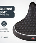Casual Cruising Retro Styled Springer Bike Seat With Quilted Soft Padding for Ultra Cozy Upright Riding, 10-inch Width