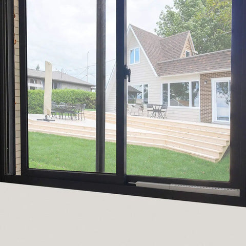 Installed AC Window Security Lock Bar For Sliding Windows, Sturdy Adjustable Steel Barrier Extends From 10 To 17.5 Inches