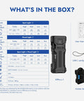 X1Pro Rechargeable Flashlight With Beast 12300 Lumens, 410 Meters Beam, Flat EDC Design, package contents with accessories