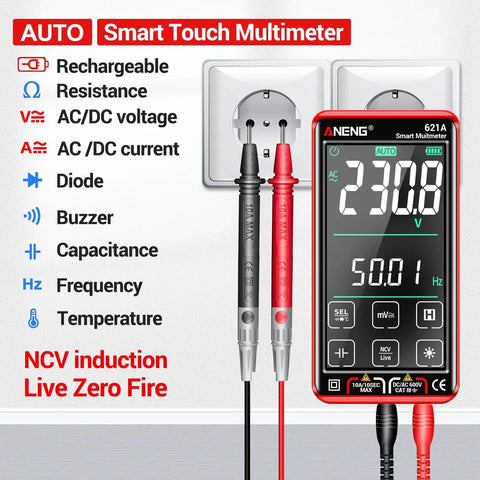 Digital Multimeter Tester With Smart Touch TRMS Auto Ranging 9999 Counts Rechargeable Anti Burn Ohm Volt Meter in use