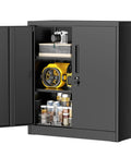 36 Inch Locking Metal Storage File Cabinet With Doors And Shelves For Office Home Gym School Kitchen Black The Workhorse