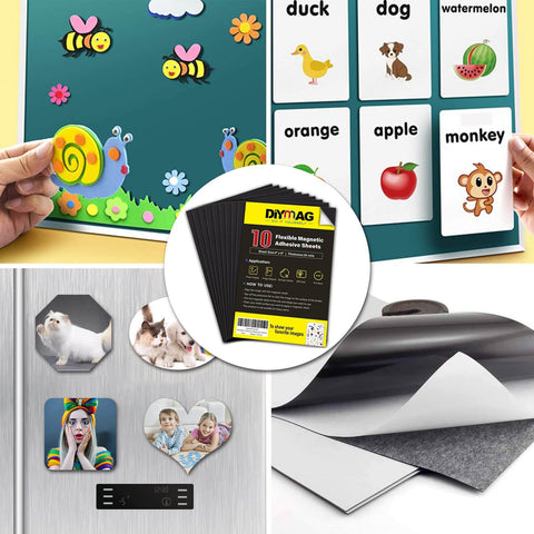 Magnetic Adhesive Sheets Pack 4x6 Inches 10 Cuttable Magnet Sheets With Sticky Backing for crafts, photos, decor, easy peel and stick.