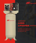 Heavy Duty 3 Hp Single Stage Air Compressor With 60 Gallon Vertical Tank Crafted From Cast Iron Pump Offering A Sick 10.3 Cfm For All Day Shop Runs That Feel Real Smooth. Image of compressor with long lifespan feature.