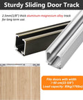 Dual Soft Close Sliding Barn Door Hardware Kit With Aluminum Rail System And Buffer Rollers in champagne finish, rail profile view