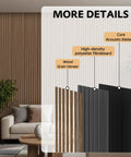 4 Pack Sleek Wood Slat Wall Panels For Modern Living Space Upgrade Featuring 3D Fluted Acoustic Soundproofing In Gorgeous Walnut Tones Quick Screw Or Glue Application For Instant Room Vibe Glow Up, showcasing materials and wall detail.