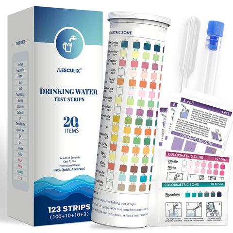 All In One Water Test Kit For Home Use With 20 Tests And 123 Strips, DIY Friendly Water Quality Checker For Tap And Well Water