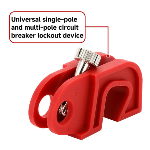 Universal single-pole and multi-pole circuit breaker lockout device from Must Have 20 Piece Circuit Breaker Lockout Device Kit Universal Lockout Tagout Loto For Single Double And Triple Pole Breakers OSHA Compliant Electrical Safety Gear.