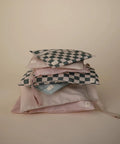 Stack of water resistant wet bags set of 2 for baby gear and travel on the go, large and small reusable, olive check design