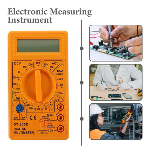 Digital Multimeter With Buzzer Three And A Half Digit LCD Display Voltage Current And Resistance Tester with test probes