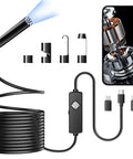 Pro Grade Endoscope With Light, 1920P HD Borescope With 8 Adjustable LED Lights, Semi-Rigid Snake Camera, IP67 Waterproof Inspection Tool For iPhone And Android, 16.4 Feet Long, Black