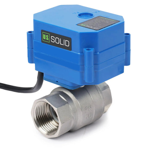 1 Inch Motorized Ball Valve With 110 VAC Plug, NSF Certified 304 Stainless Steel, Auto Return, Normally Closed, Drinking Water Safe