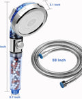 High Pressure Shower Head With Hose And Filtration Mineral Stone Beads For Strong Spray Water Saving RV Handheld Shower Sprayer