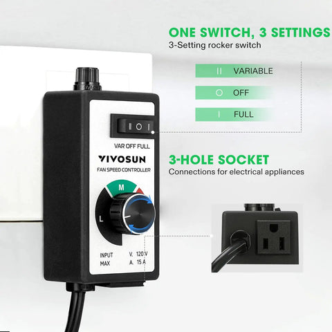 Three Speed Variable Fan Speed Controller For Inline Duct Fans In Ventilation Systems Easy Install Low Noise Energy Saver