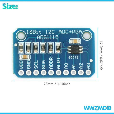 ADS1115 16 Bit 4 Channel I2C IIC Analog To Digital Converter With Programmable Gain Amplifier for Arduino, Raspberry Pi, front view
