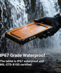 Industrial Grade Explosion Proof 7 Inch Android Tablet being tested under water, showcasing IP67 waterproof and MIL-STD-810G durability.
