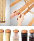 16 Pack Chair Leg Floor Protectors With 360 Degree Felt Wrapped Silicone Caps being applied to wooden furniture leg.