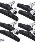 V Brake Pads 70mm Set With Hex Nuts And Spacers For Bicycle, 4 Pairs, 8 Pads, Black Finish, Includes Nuts And Spacers, Easy Install