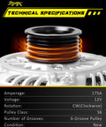 Beefed-Up 12V 175A Alternator for Ford Expedition 2011-2014 5.4L and F450 F-550 Super Duty 2013-2016 6.8L, showing 6-Groove Pulley