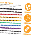 Gotta Keep Your Desk Or Garage Slick With These 150 Piece Digital Number Wire Label Tubes displaying multicolored clip-on wire identifiers.