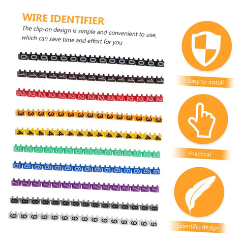 Gotta Keep Your Desk Or Garage Slick With These 150 Piece Digital Number Wire Label Tubes displaying multicolored clip-on wire identifiers.