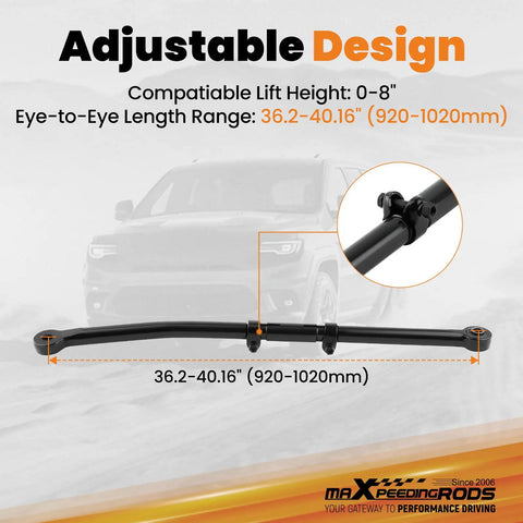 0 To 8 Inch Adjustable Front Forged Track Bar For Ford F 250 F 350 Super Duty 2005 2016 Lifted 4X4 Trucks Durable Rust Resistant Coated Steel With Rubber Bushings For Smooth Steering And Precise Alignment. Adjustable track bar with 36.2-40.16 inch length range