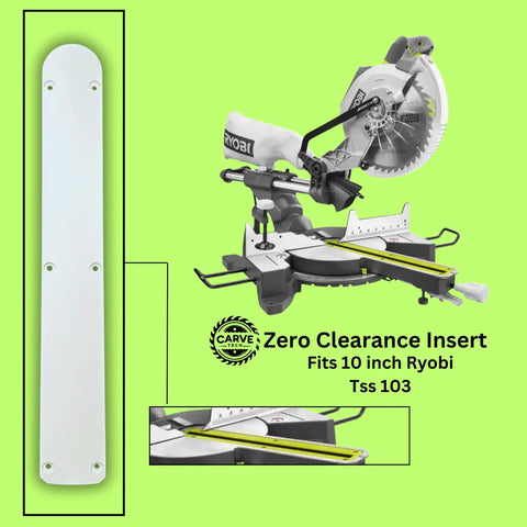 Zero Clearance Miter Saw Insert for 10 Inch Ryobi TSS103 Miter Saw Quiet Durable Safe Woodworking Accessory with seamless fit.
