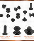 145 Sets Chicago Screws For Leather In Black Gunmetal Finish Durable Carbon Steel Belt Hardware Kit elements displayed