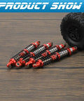 100mm Universal Aluminum RC Shock Absorber Damper Set for 1/10 RC Cars in red finish next to RC car tire