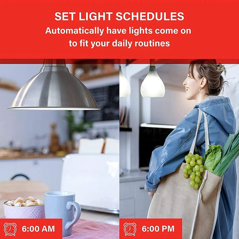 Set light schedules with WiFi Smart Bulb 4 Pack A19 Daylight 5000K No Hub Required Works With Google Assistant for daily routines