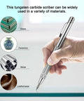 Using Two Pack Tungsten Carbide Scriber Tool Set With Magnetic Tip to mark glass, demonstrating precision grip for various materials.