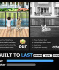 Comparison of Removable Pool Fence 36Ft By 40In, 14 Panels And 2 Gates, heavy-duty black-silver metal against other flimsy fence.