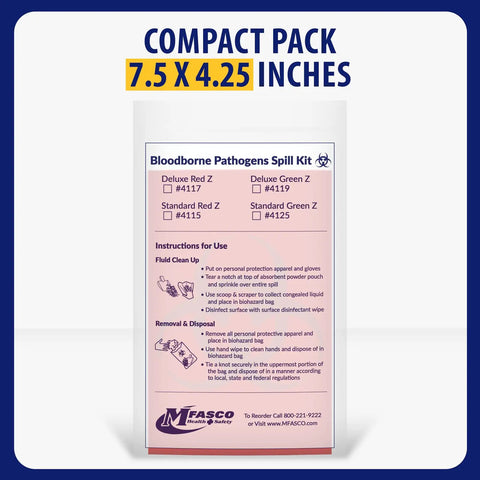 Top Tier Blood Spill Kit And Bodily Fluid Cleanup Set Featuring Heavy Duty Absorbent Powder in compact 7.5x4.25 inch pack.