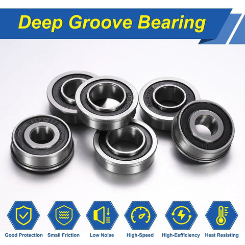 Flanged Ball Bearing 2 Pack With Half Inch Bore And Outer Diameter One And Three Eighths Inches One Half Inch Thick, deep groove steel bearings