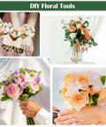 All In One DIY Floral Arrangement Kit With Green Wire And Floral Tape Including 26 Gauge Stem Wire 114 Feet 22 Gauge Paddle Wire in use for creating wedding bouquets and corsages.