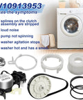 Rock Solid Washer Shift Actuator And Pulley Clutch Kit With Heavy Duty Drive Belt For Whirlpool Maytag Kenmore Amana parts layout.