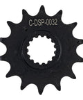 Close-up of black 14T front sprocket from KTM Drive Sprocket And Chain Combo 14T Front Sprocket 52T Rear 520V X Ring Chain 118 Links