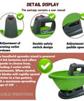 Electric Handheld Spreader For Seeds And Fertilizer With Type C Charging, adjustment settings, ergonomic handle displayed