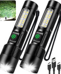 Two Pack Rechargeable LED Flashlights That Crank Out 990000 Lumens With Adjustable Beam And Five Modes IPX7 Waterproof Handheld Light